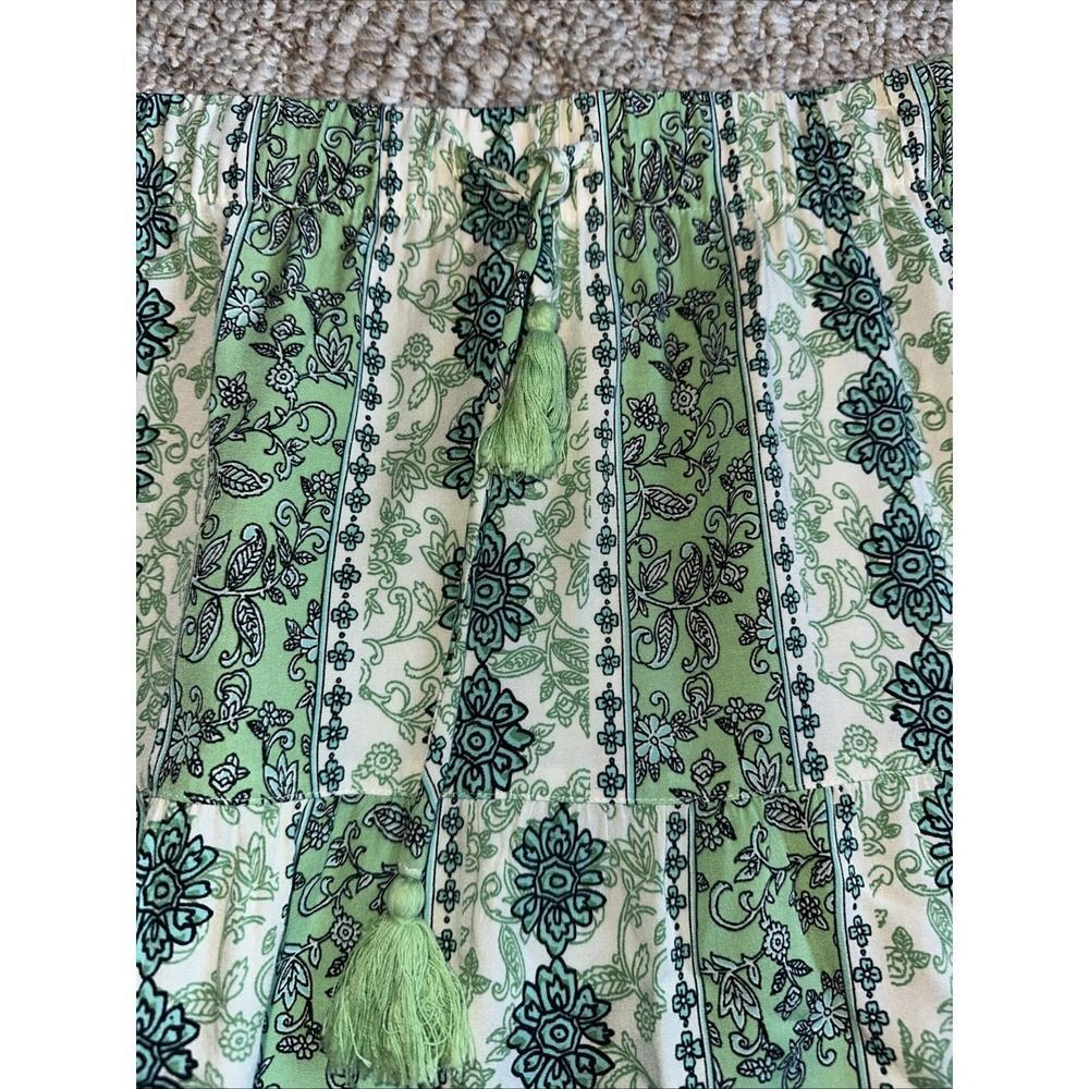 J Jill‎ Skirt Womens Petite Small Green Floral Rayon Flare Elastic Waist Boho - Picture 2 of 4